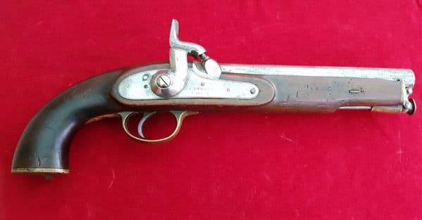 British Military percussion pistol of the CRIMEAN WAR ERA. Manufactured by Edward LONDON. Ref 1718